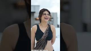 Shraddha Das Hot Black Saree Navel With Black Bikini Cute Face
