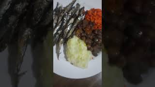 Happy Coast Meal With Mashed Potatoes, Stir-Fried Carrots, Sword Fish, And Lentils