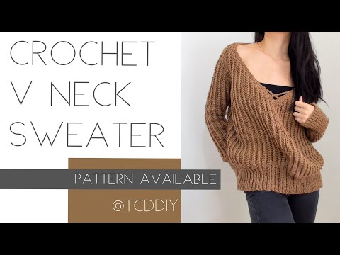 Crochet V Neck Sweater | Tutorial DIY - YouTube