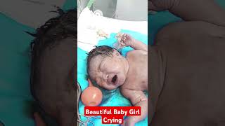 Beautiful Baby Girl Crying After Birth