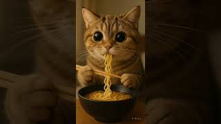 Eli The Cat - Eating Ramen Noodles.