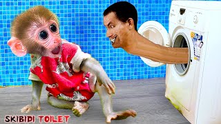 Monkey Bibon Baby Escape Idibi Toilet In Real Life Funny Animal Video