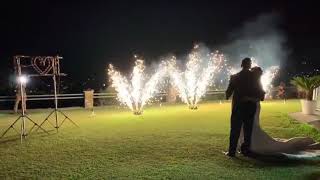 MATRIMONIO CON SPETTACOLO SILENZIOSO DI FONTANE + SCRITTA
