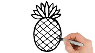 How To Draw A Pineapple Fruits Drawing Step-By-Step Tutorial