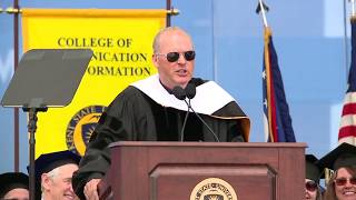 Actor Michael Keaton speaks at the Kent State graduation Actor Michael Keaton speaks at the Kent State graduation