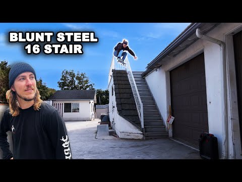 Skating the 16 Stair at Blunt Steel!