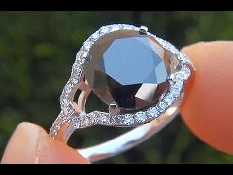 Fancy Exotic Black Diamond Engagement Wedding Ring 18K Gold AUCTION