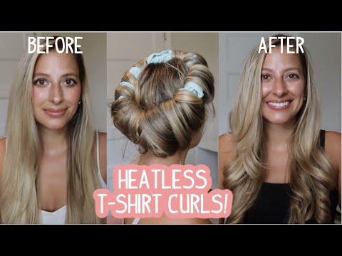 HEATLESS TIKTOK T-SHIRT CURLS! Medium, & Long Hairstyle - YouTube