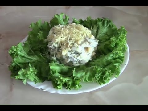 Салаты с куриным филе и грибами рецепт