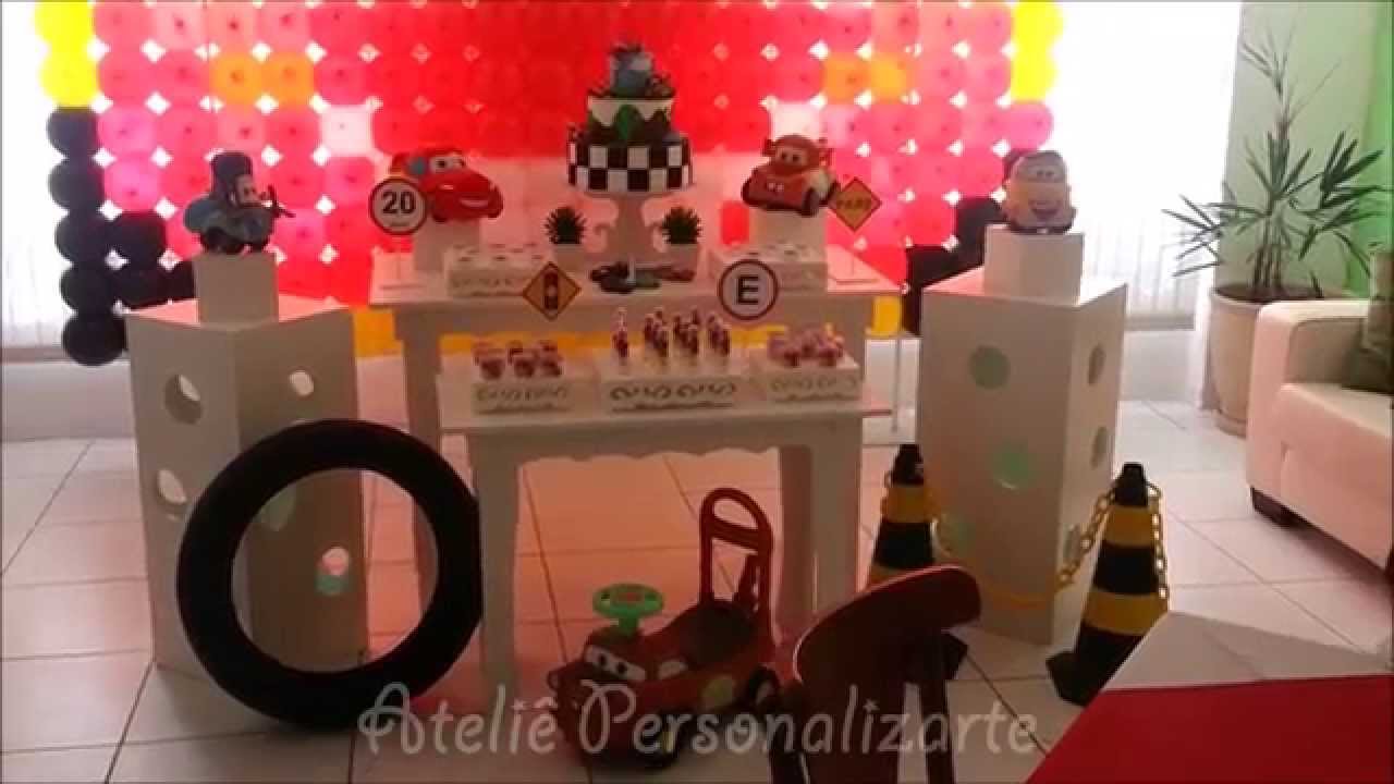 Decoraç u00e3o de festa infantil Carros YouTube Decoração Youtube ~ Decoraç u00e3o de festa infantil Carros YouTube
