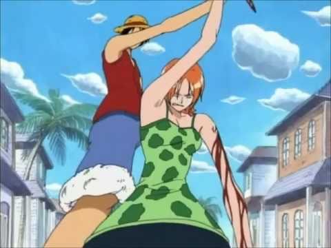 Luffy gives his hat to Nami Luffy gives his hat to Nami