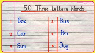 50 Three Letter Words In English Easy Spelling For Kids Learn Simple English Words