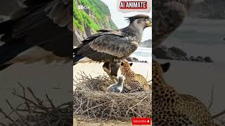 Harpy Eagle Defends Nesch Eagle Lift And Throw Leopard Into The Ocean