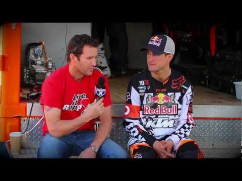 Ryan Dungey at a wet KTM SX test track in Corona CA