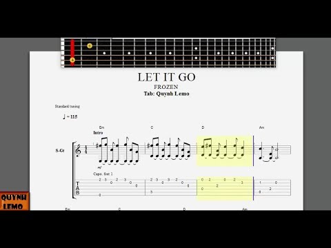 LET IT GO | FROZEN | GUITAR SOLO (TAB + LYRIC + CHORD)