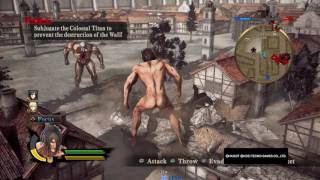 Attack on Titan Eren mikasa and armin vs colossal Titan and armor Titan