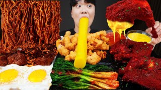 Asmr Mukbang | Жареный Цыпленок, Стейк, Лапша С Черной Фасолью, Кимчи Корейская Еда