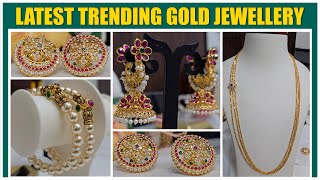 Latest Trending D Jewelleryd Chandra Haram, Surya Chandrulu, Pearl Bangles & Makarakundu