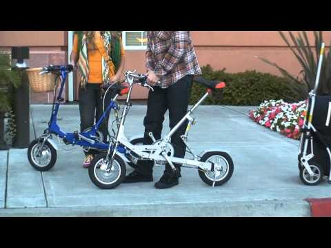 VeloMini Folding Electric Bicycle Bike and the T-1 Bicycle Trailer and Luggage