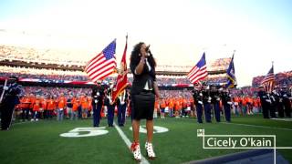 Cicely O'kain sings National Anthem at Denver Bronco Game 2016!