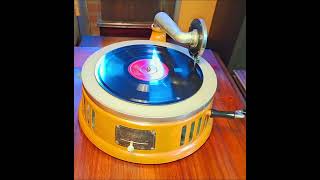 How Cinderella Got Her Name. Rare Phonograph Stewart Wind-Up Round Metal Case Picnic Gramophone