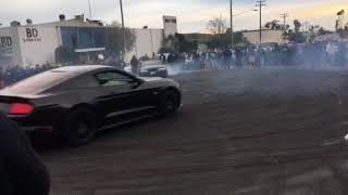 Car enthusiast doing donuts