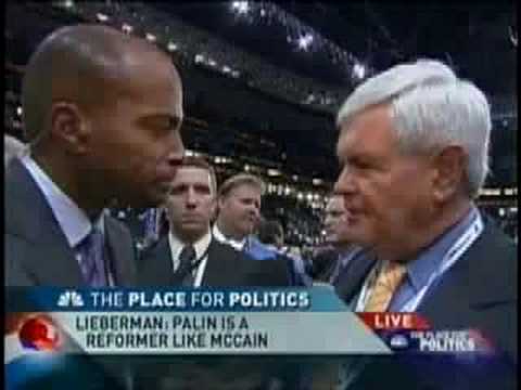 Newt Gingrich - smackdown on MSNBC for Sarah Palin