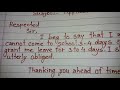 Sick leave application to the headmaster | letter writing skill in english