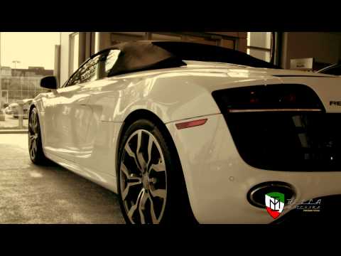 We recorded this White Audi R8 Spyder inside an Audi dealer