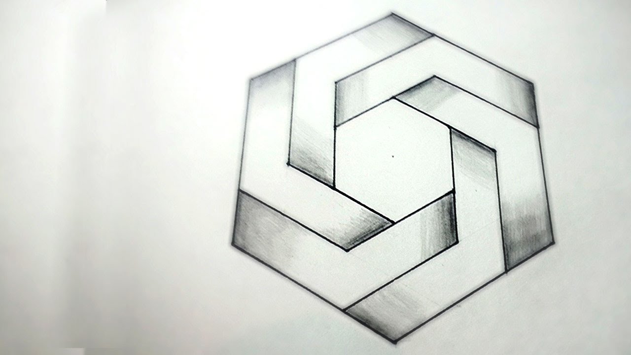 How To Draw 3D Optical Illusions - Impossible Hexagon - YouTube