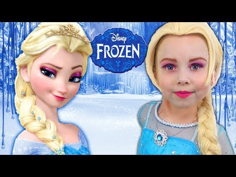Kids Makeup FROZEN Elsa with Colours Paint. Alisa DRESS UP & Play with GIANT DOLL