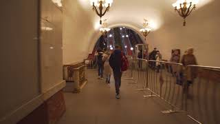 Russia, Moscow, Арбатская Arbatskaya Metro Station, 2X Escalator