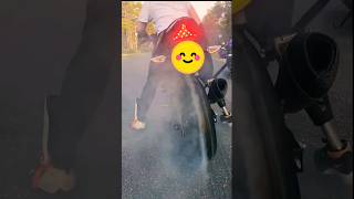 When You Need A New Tire, You Must Burn The Old One 1St 🔥🏍💨 #Burnout #Bikergirl #Rideordie