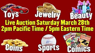 LIVE AUCTION + GIVEAWAY! - Jewelry, Toys, Comics, TONS of Beauty Supplies, Sports, Coins and MORE!