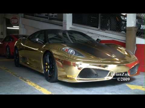 Brian records a Gold and Matte Black Ferrari 430 Scuderia with gold stripes