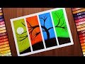 How to Draw Four Season Scenery | Easy Multiple Draw Technique with oil pastels for beginners