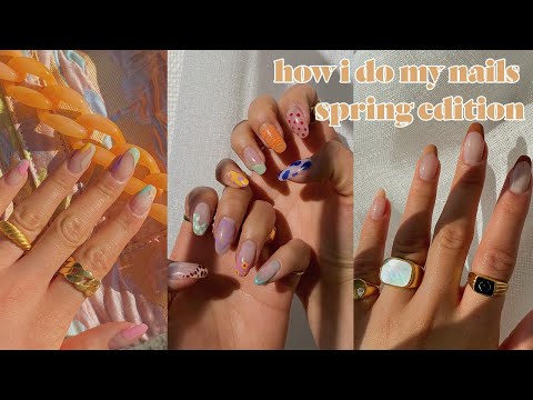 HOW I DO EASY SPRING NAILS | did it with my non-dominant hand too - YouTube