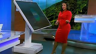 Felicia Combs - 070421 Tight Red Dress - Weather Channel - Rear View - Easy On The Eyes