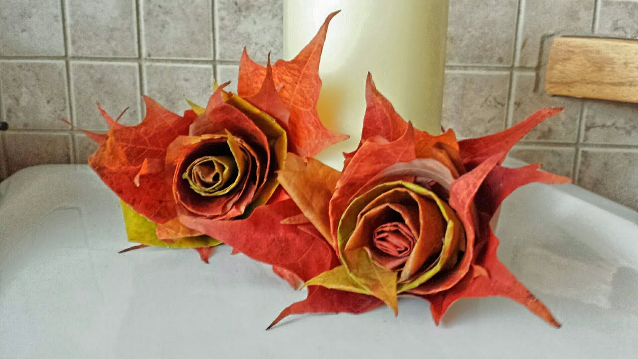 How to make Rolled Leaf Roses with Maple Leaves - YouTube