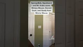 Spongebob, Squidward, And Mr. Krabs Saves Mickey, Donald, And Goofy From Demon Minnie