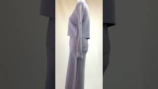Dion Lee,Lilac Viscose Crepe Knit Rib Detail L/Slv CropTop & Asymmetrical Rib W/Band Knit Midi Skirt