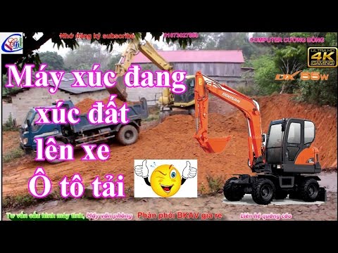 MÁY XÚC komatsu XÚC ĐẤT LÊN XE ÔTÔ Car dump truck ben work on the building