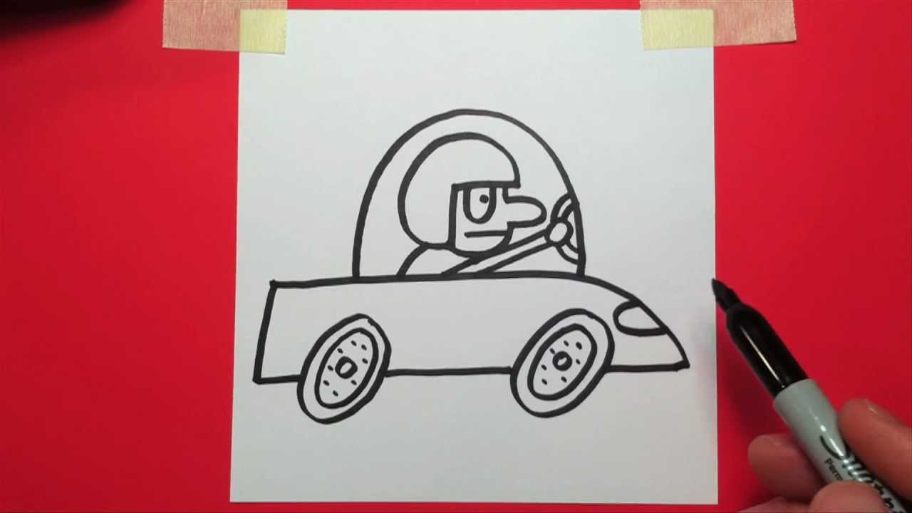 How to draw a cartoon race car - YouTube