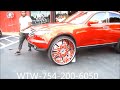 AceWhips.NET- WTW Customs Broward- TIM's Candy Orange FX35 Infiniti on 30" Forgiatos