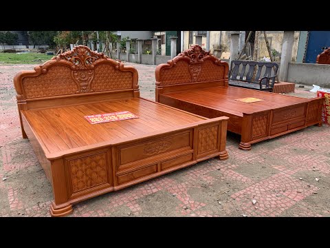 Giường ngủ gỗ hương và gỗ gõ mẫu vòm đục tay hoa hồng trim trĩ cực đẹp và chắc chắn 0944490000