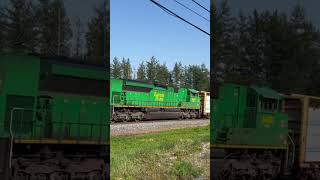 Epic Big Green Train Nbsr Train 121 Heads West Through New Brunswick Canada