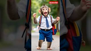 Cute Monkey Going To School & Dancing Funny School Monkey Shorts