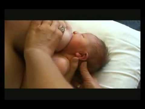 Breastfeeding: Baby 28 Hours Old Asisted Latching - 01:08