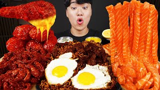 Asmr Mukbang | Жареный Цыпленок, Стейк, Лапша С Черной Фасолью, Кимчи Корейская Еда