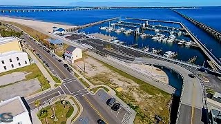 Bay St Louis, MS Aerial Video, Harbor and Old Town